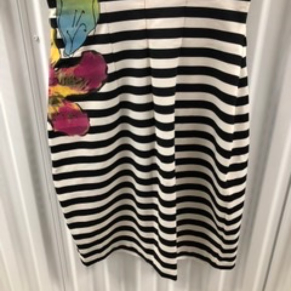 CACHE Bodycon Stripy Floral Dress, Size 6 - Picture 4 of 6